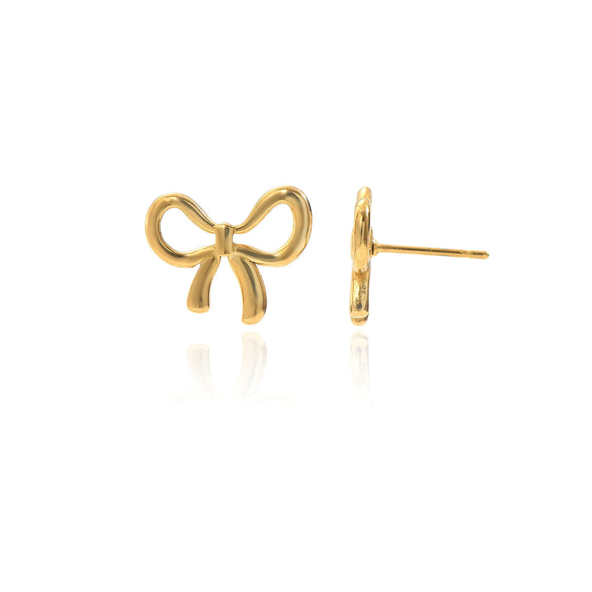 Lxalry 18K Gold Plated Bow Earrings Symmetrical Mirror Finish Stainless Steel Jewelry Hypoallergenic Tarnish Free Luxury Gift for Women Wife Mom Handcrafted Everyday Special Occasion Elegance