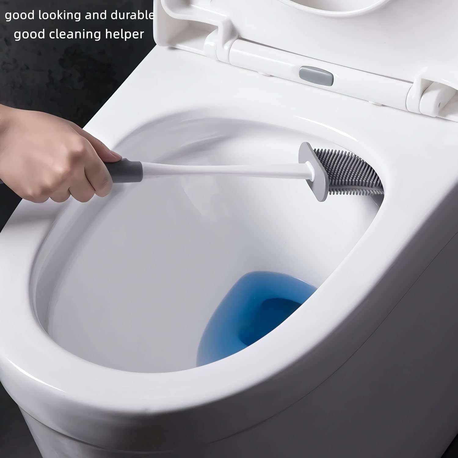 Silicone Toilet Brush with Wall Mount & Ventilated Base – Soft TPR Bristles for Deep Cleaning