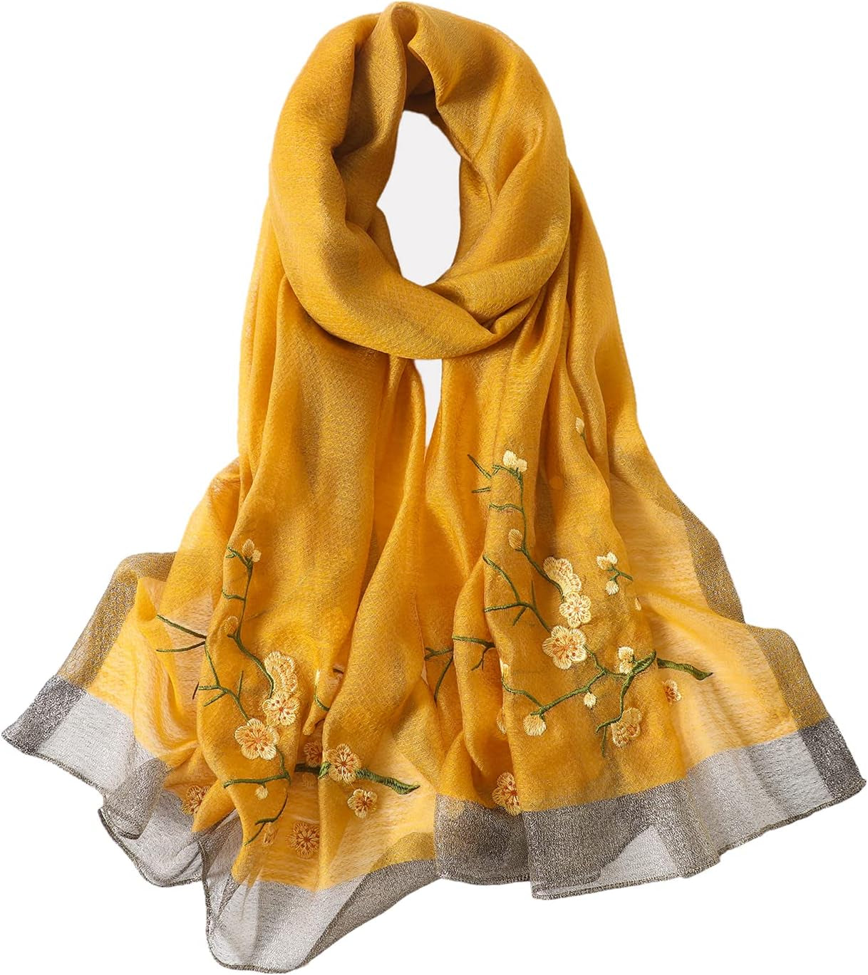Elegant Silk Blend Embroidered Scarf