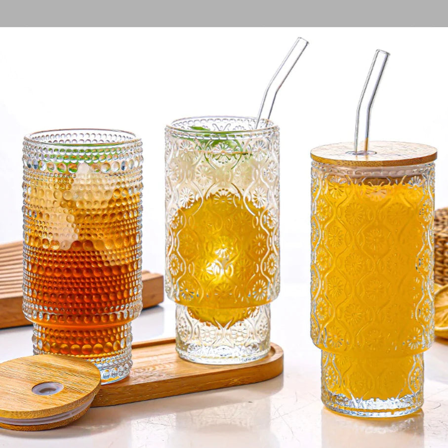 16oz Glass Tumbler with Bamboo Lid