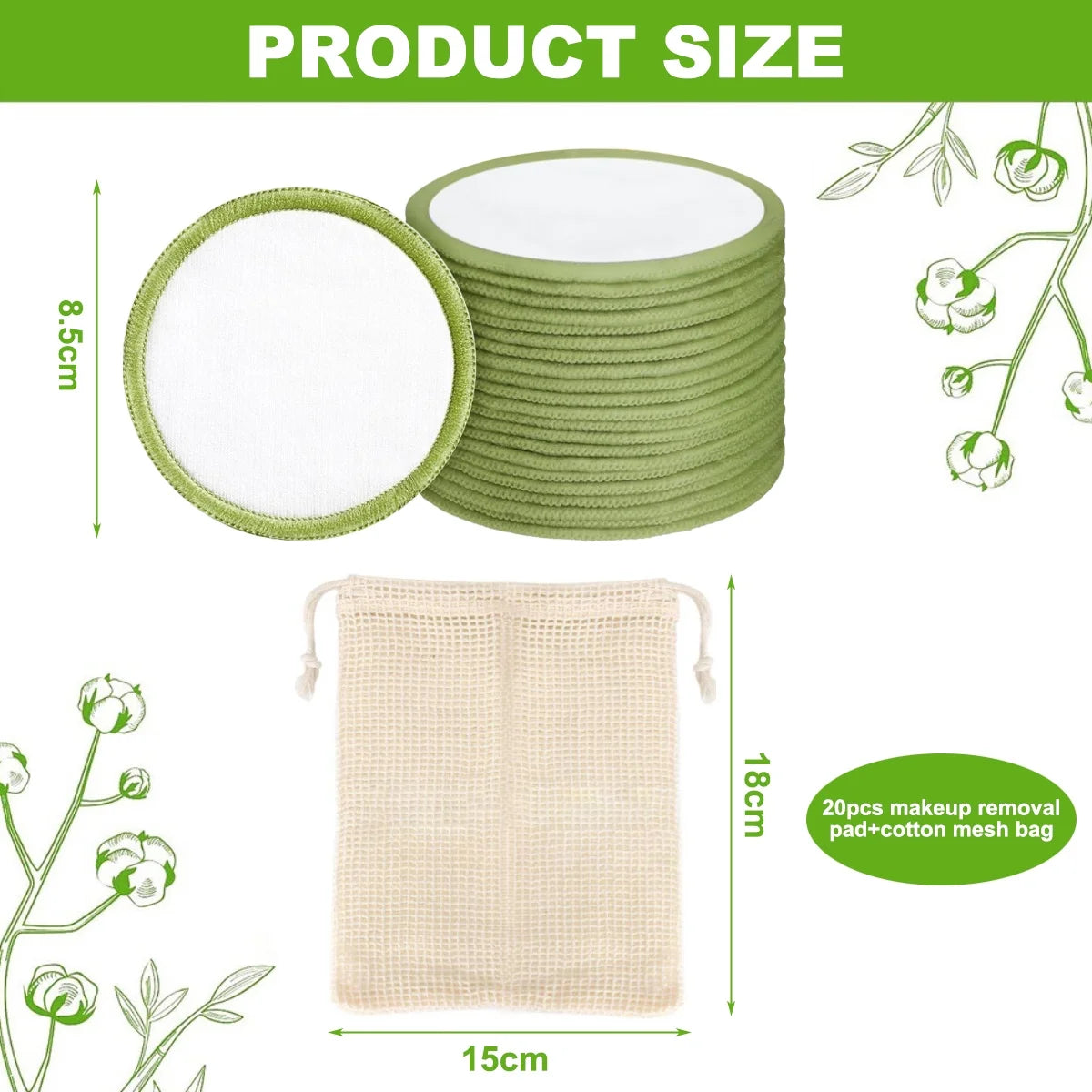 Organic Bamboo Cotton Makeup Remover Pads — Reusable, Eco-Friendly & Gentle on Skin