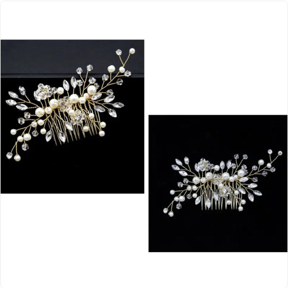 Gold & Silver Pearl Hair Comb