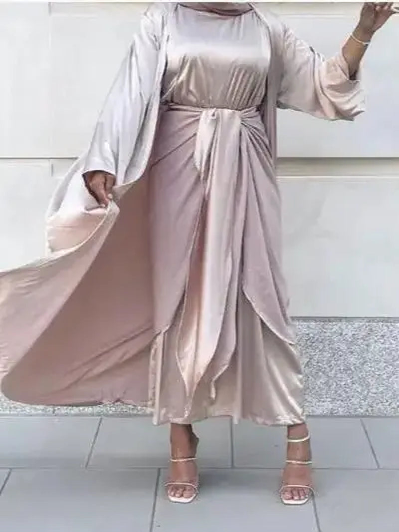 Serenya Satin Kaftan Abaya Set