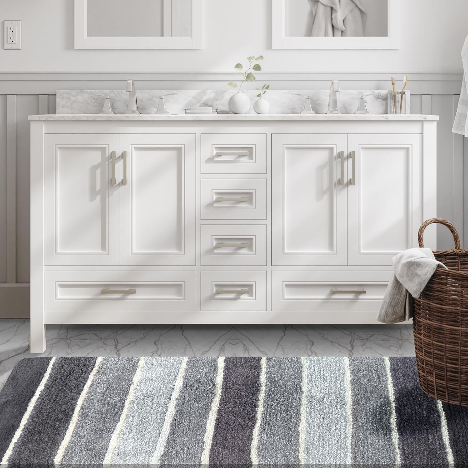 Chardin Home Soft & Cozy 100% Cotton Bath Rug – Plush Non-Slip Bathroom Mat, Quick-Drying and Absorbent, Multiple Colors & Sizes