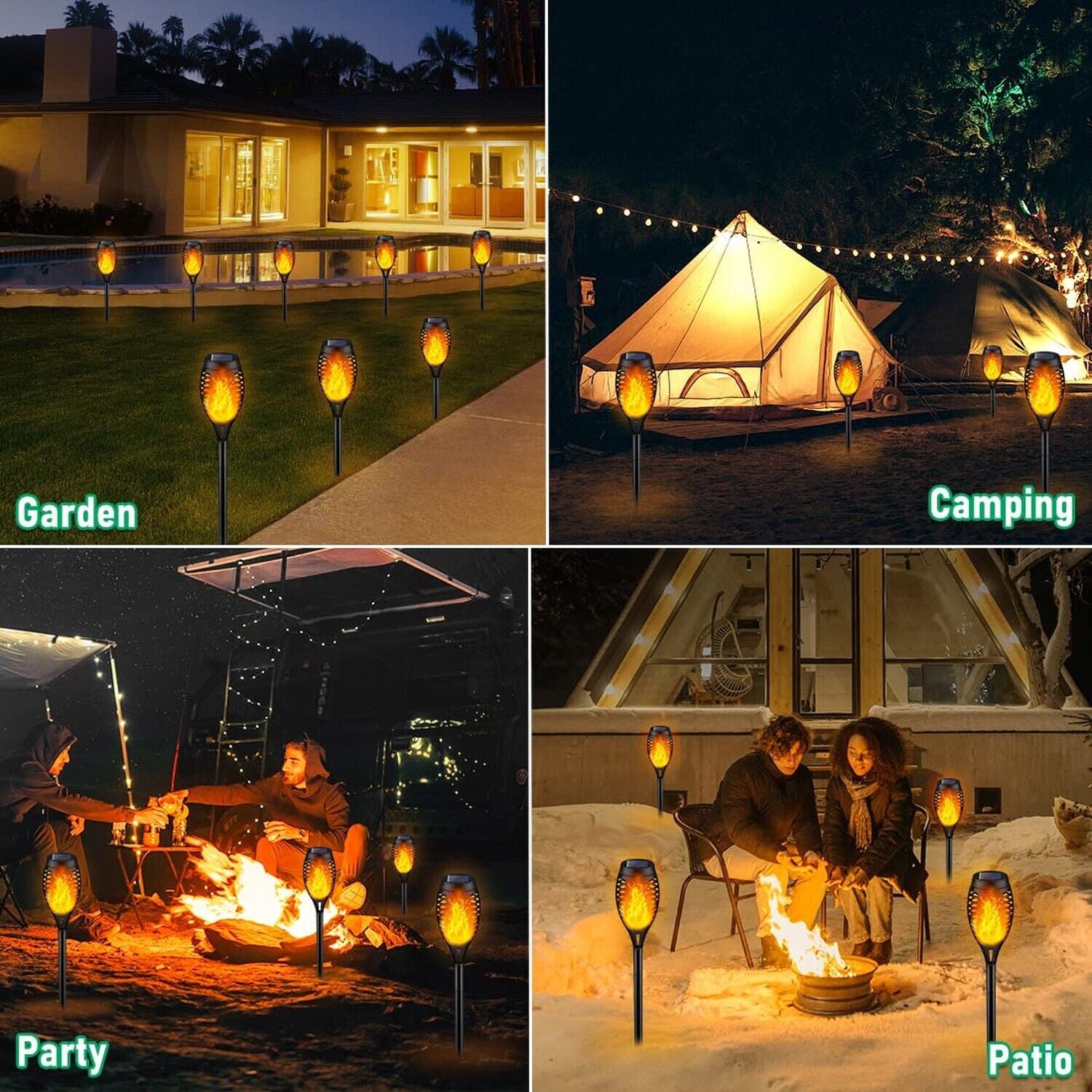 IkeeRuic Solar Torch Lights – 6 Pack Flickering Flame Outdoor Garden Lights