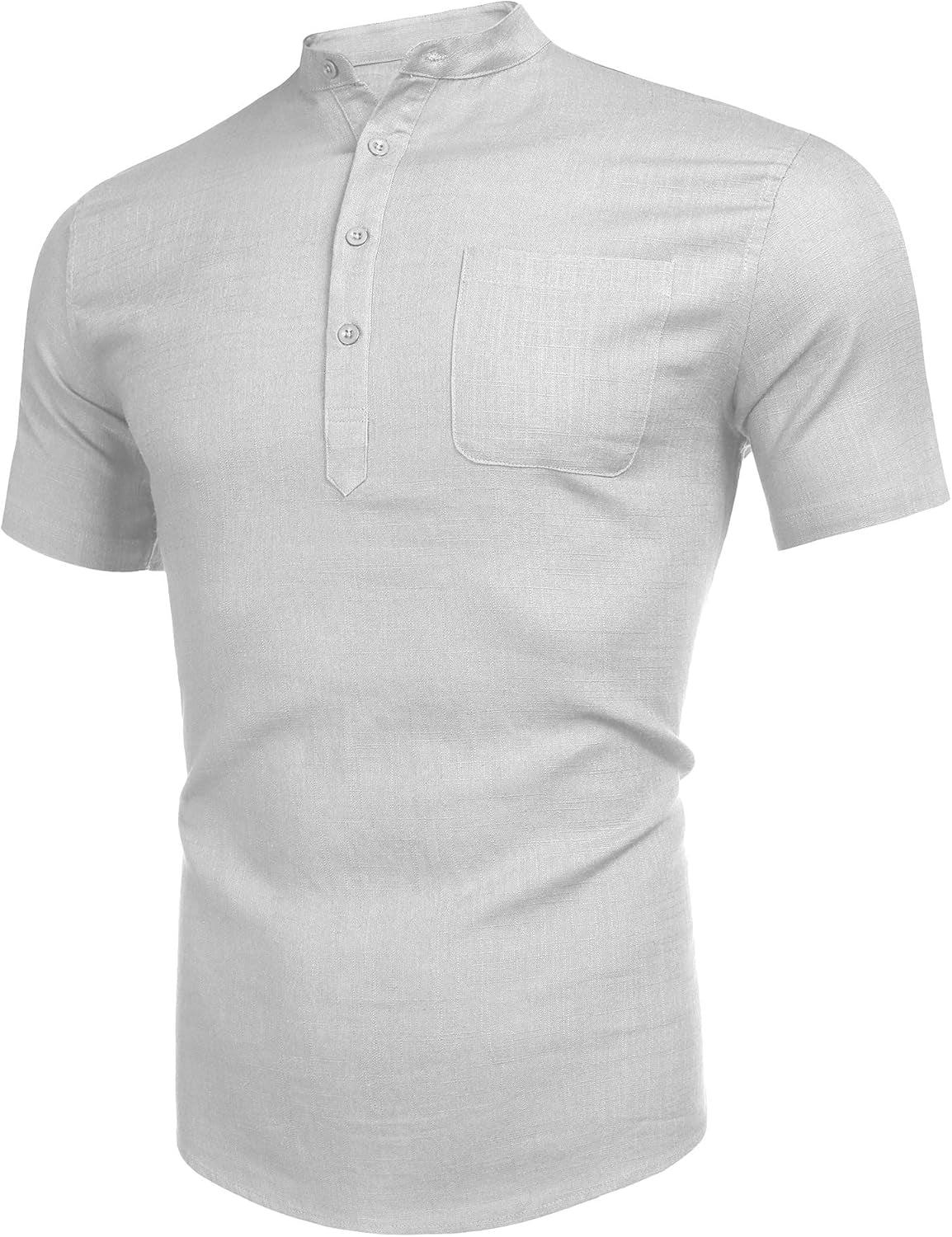 LecGee Men’s Long Sleeve Linen Henley Shirt