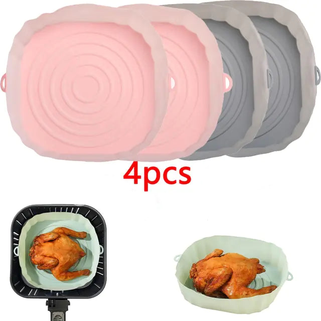 4pcs Silicone Air Fryer Basket Airfryer Oven Mold Baking Tray