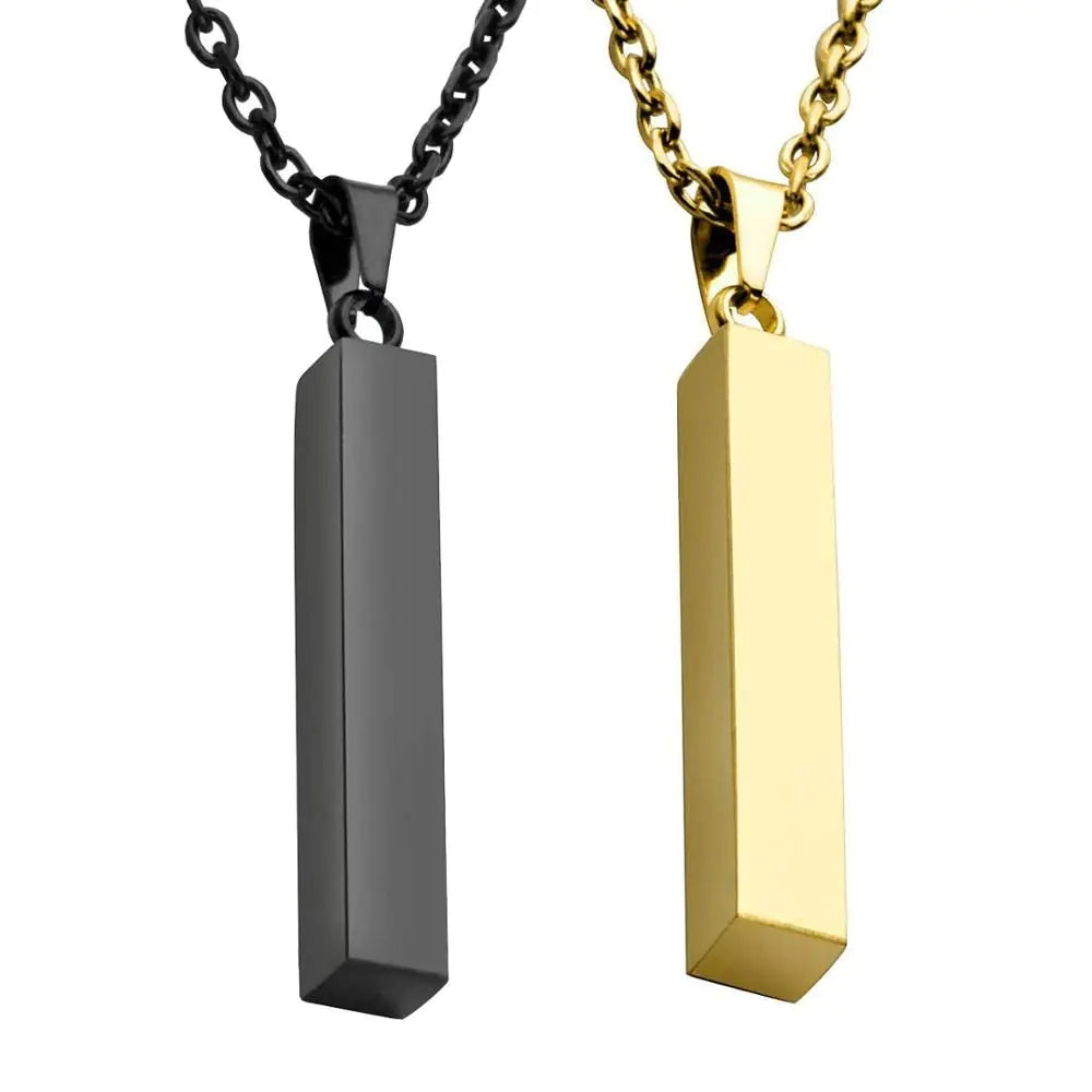 Vertical Bar Stainless Steel Pendant Necklace