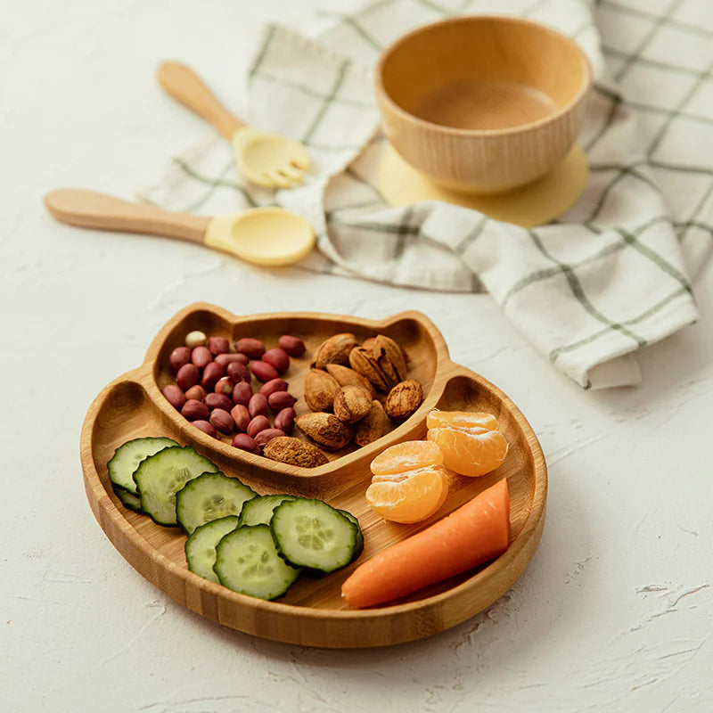 Baby Dinner Plate Grid Plate Bamboo Japanese Style