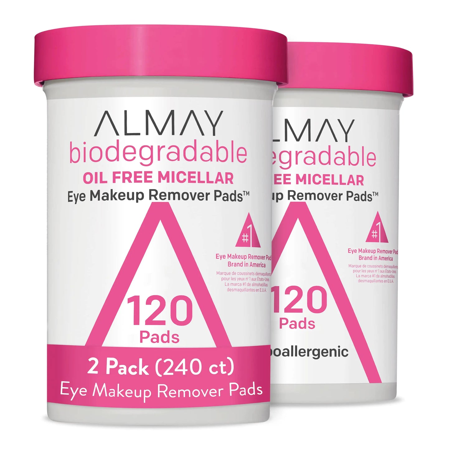 Almay Biodegradable Makeup Remover Pads, Micellar Gentle, Hypoallergenic, Fragrance-Free, Dermatologist & Ophthalmologist Tested, 120 count (Pack of 2) 120 Count (Pack of 2)