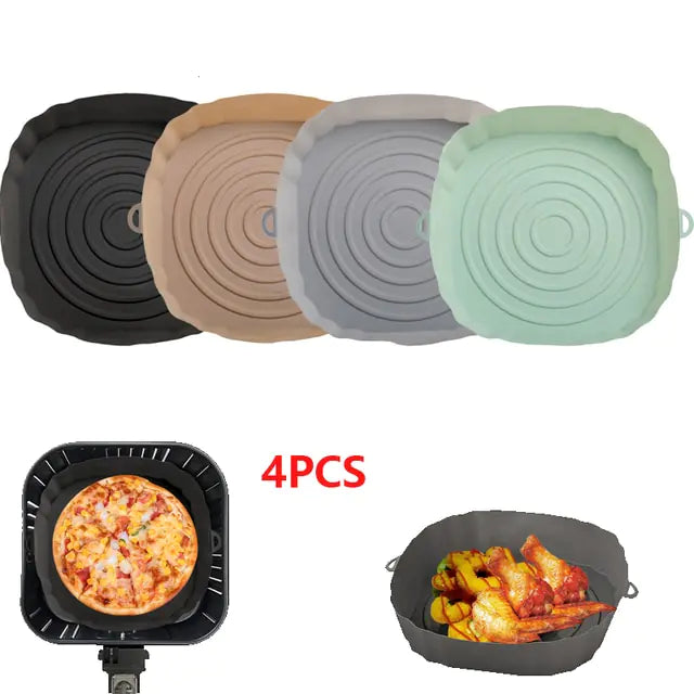 4pcs Silicone Air Fryer Basket Airfryer Oven Mold Baking Tray