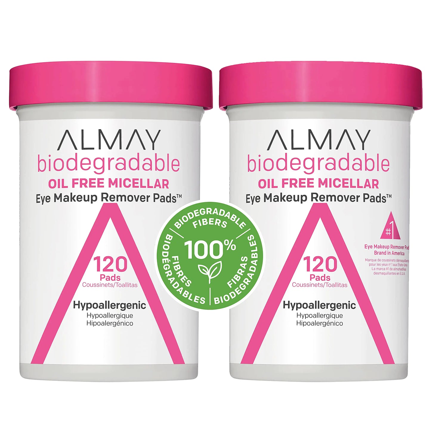 Almay Biodegradable Makeup Remover Pads, Micellar Gentle, Hypoallergenic, Fragrance-Free, Dermatologist & Ophthalmologist Tested, 120 count (Pack of 2) 120 Count (Pack of 2)