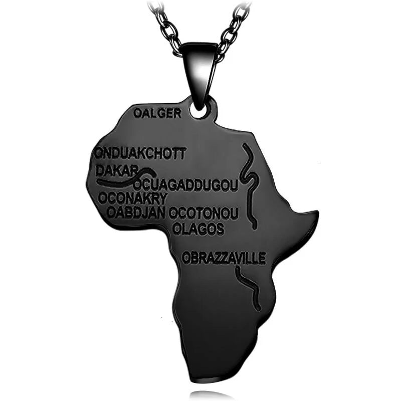 Africa Map Stainless Steel Pendant Necklace