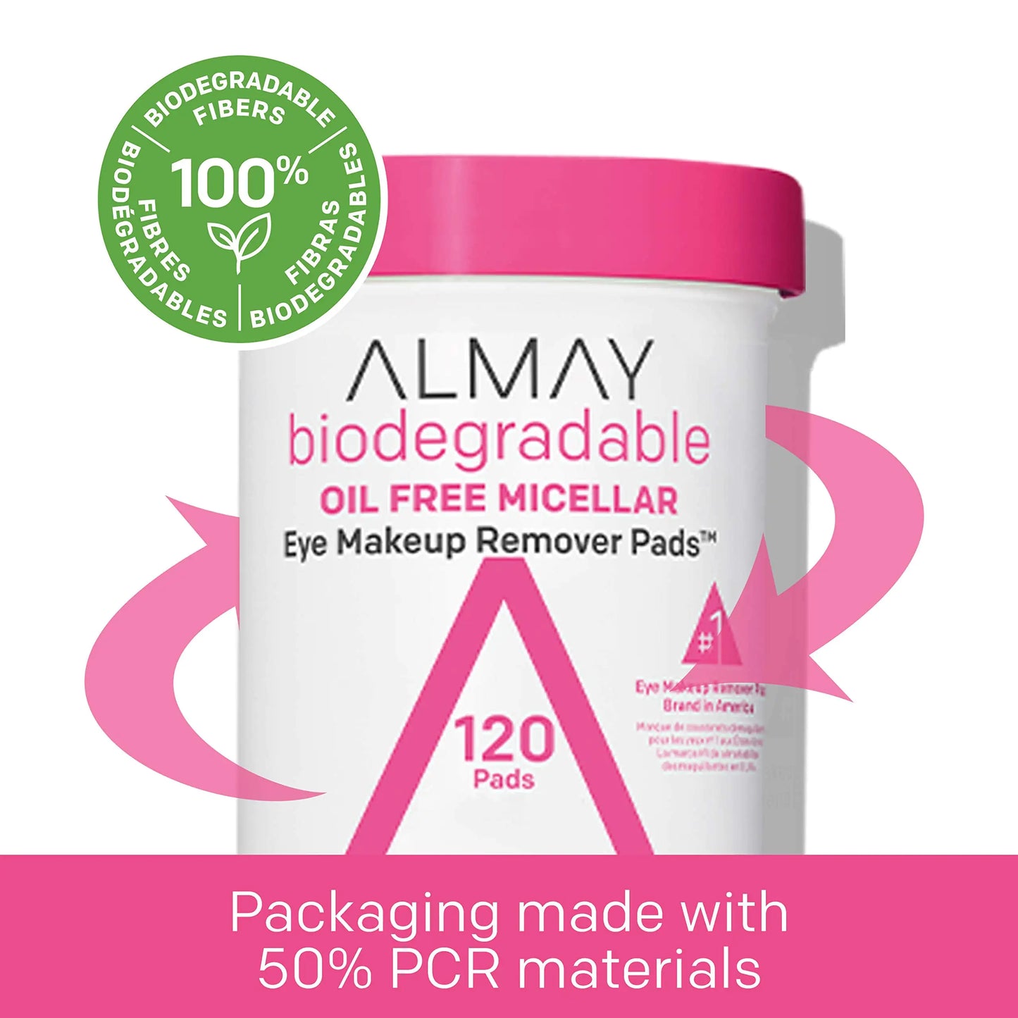 Almay Biodegradable Makeup Remover Pads, Micellar Gentle, Hypoallergenic, Fragrance-Free, Dermatologist & Ophthalmologist Tested, 120 count (Pack of 2) 120 Count (Pack of 2)