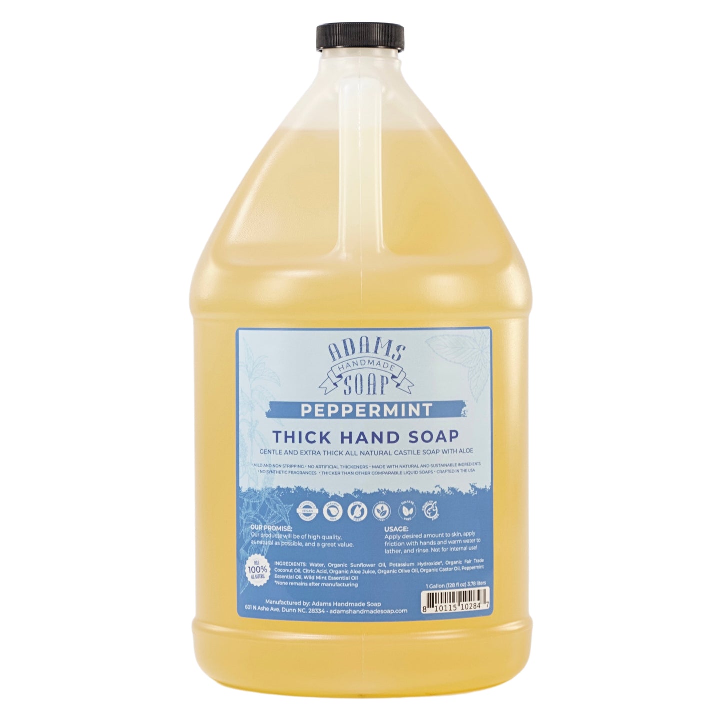 Peppermint Liquid Castile Soap – Thick, Concentrated, Organic Formula | Hand Soap & Multi-Purpose Cleaner | Vegan, Eco-Friendly & Made in USA