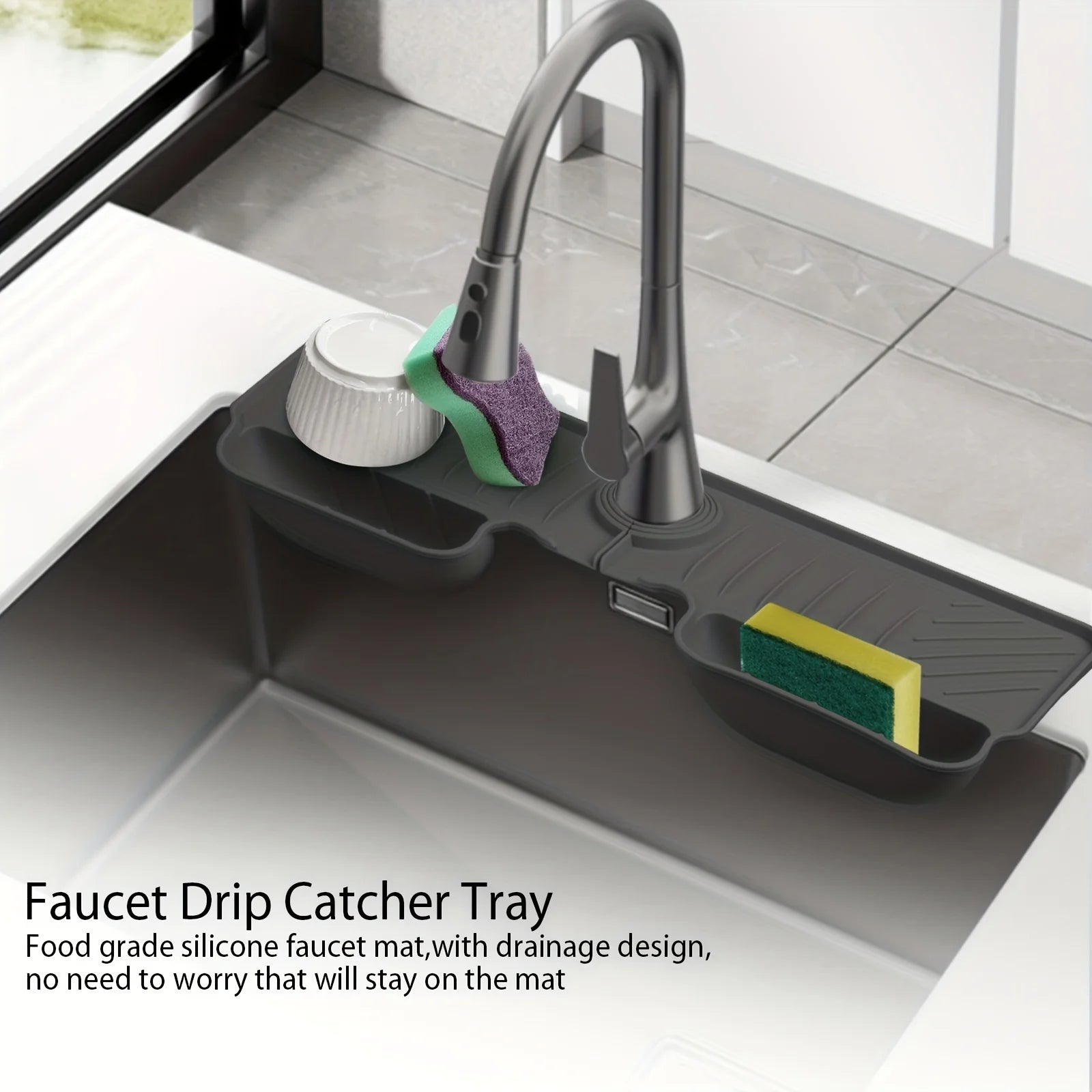 Premium Silicone Kitchen Faucet Splash Guard Mat - Absorbent Drainage Pad for Countertop Protection & Drying - Essential Kitchen Accessory 2025