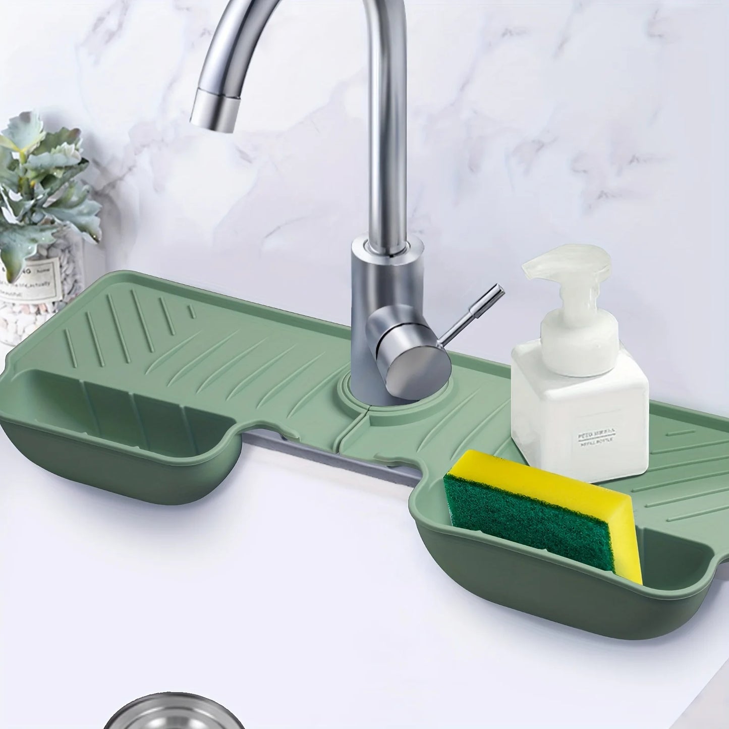 Premium Silicone Kitchen Faucet Splash Guard Mat - Absorbent Drainage Pad for Countertop Protection & Drying - Essential Kitchen Accessory 2025