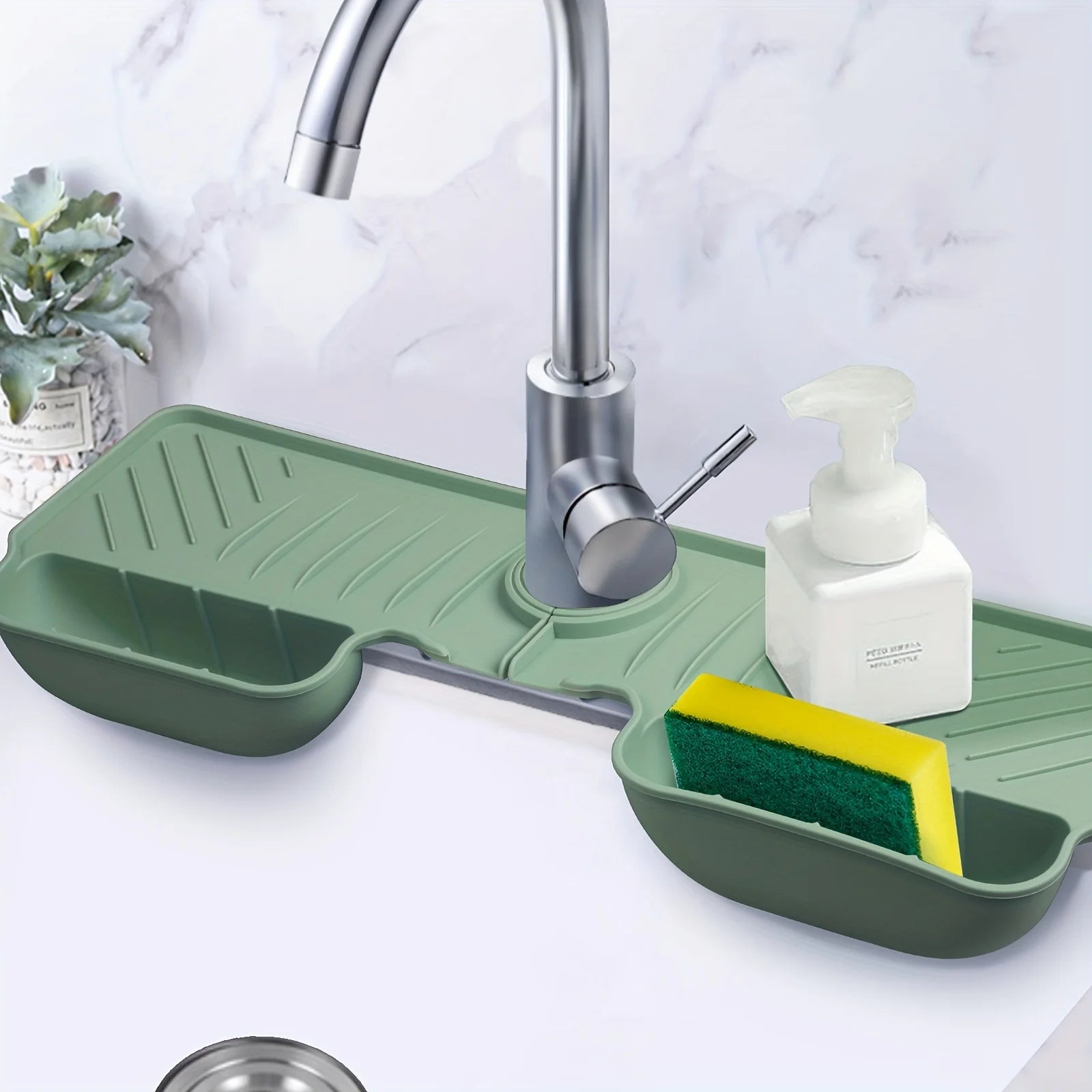 Premium Silicone Kitchen Faucet Splash Guard Mat - Absorbent Drainage Pad for Countertop Protection & Drying - Essential Kitchen Accessory 2025