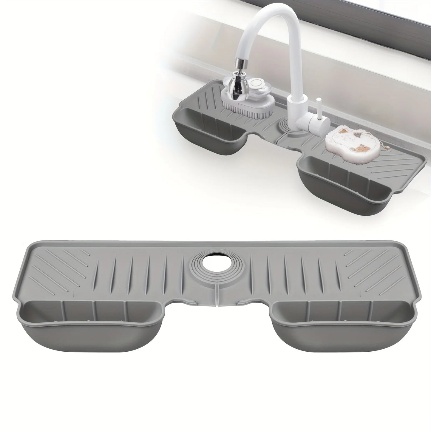 Premium Silicone Kitchen Faucet Splash Guard Mat - Absorbent Drainage Pad for Countertop Protection & Drying - Essential Kitchen Accessory 2025
