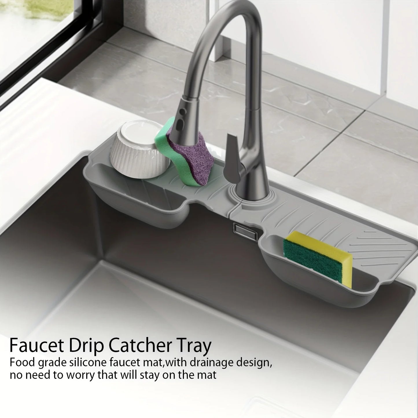 Premium Silicone Kitchen Faucet Splash Guard Mat - Absorbent Drainage Pad for Countertop Protection & Drying - Essential Kitchen Accessory 2025