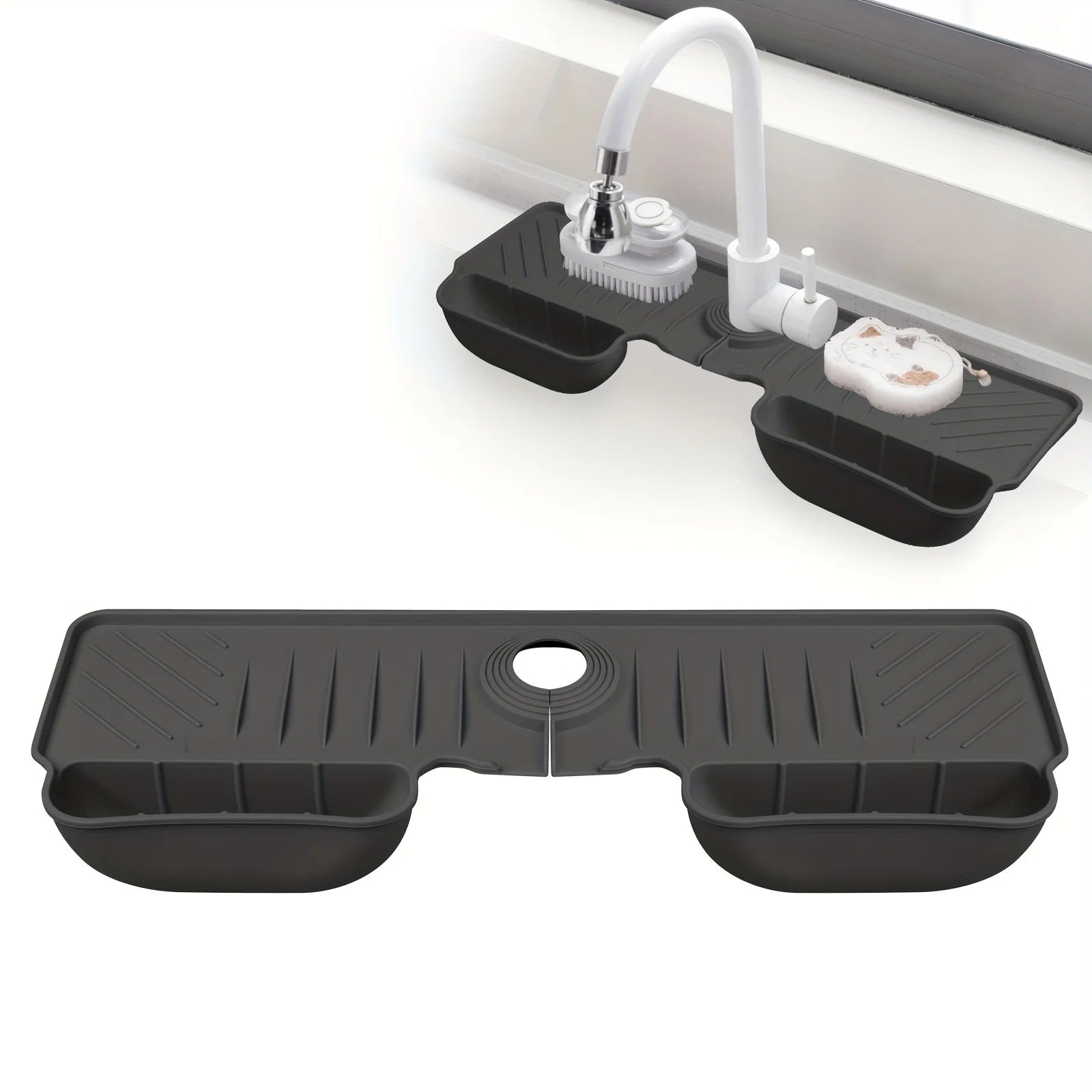 Premium Silicone Kitchen Faucet Splash Guard Mat - Absorbent Drainage Pad for Countertop Protection & Drying - Essential Kitchen Accessory 2025