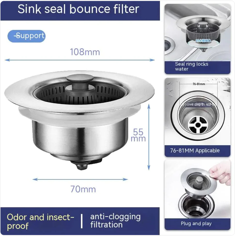 Stainless Steel Kitchen Sink Drain Filter