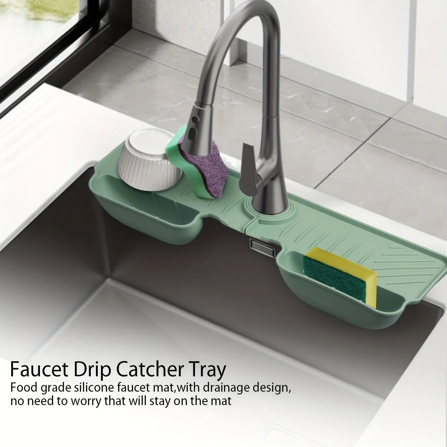 Premium Silicone Kitchen Faucet Splash Guard Mat - Absorbent Drainage Pad for Countertop Protection & Drying - Essential Kitchen Accessory 2025