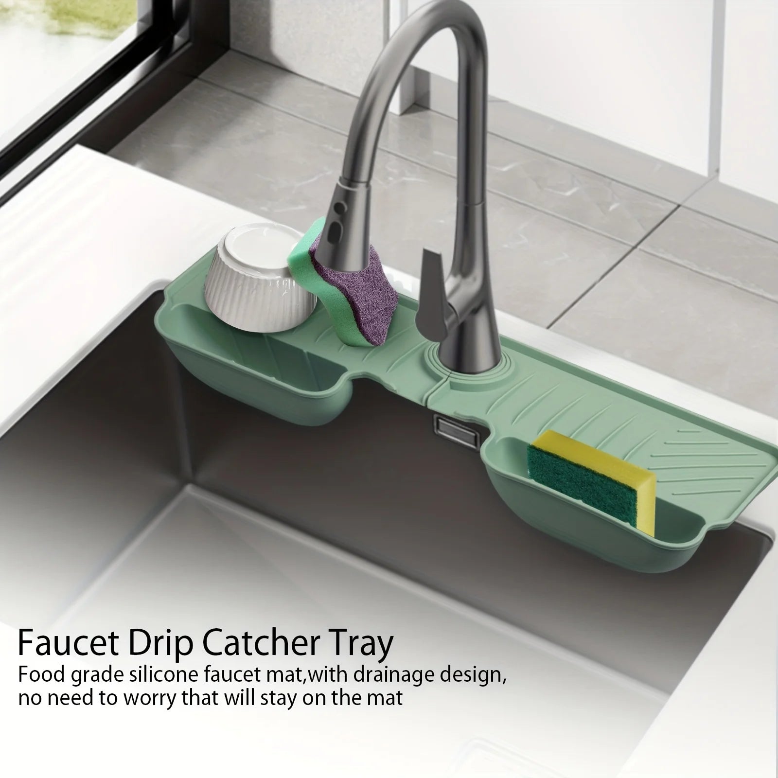 Premium Silicone Kitchen Faucet Splash Guard Mat - Absorbent Drainage Pad for Countertop Protection & Drying - Essential Kitchen Accessory 2025