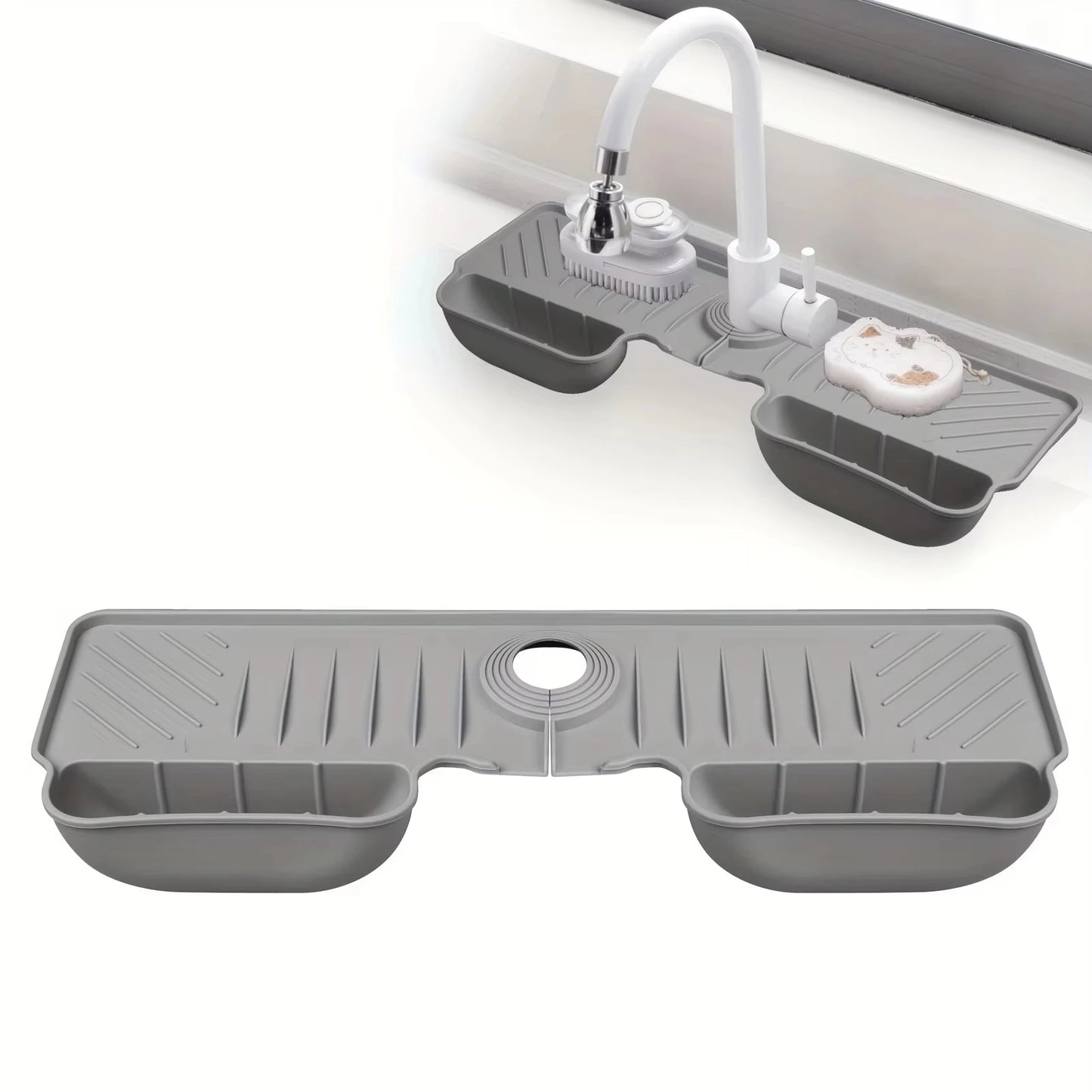 Premium Silicone Kitchen Faucet Splash Guard Mat - Absorbent Drainage Pad for Countertop Protection & Drying - Essential Kitchen Accessory 2025