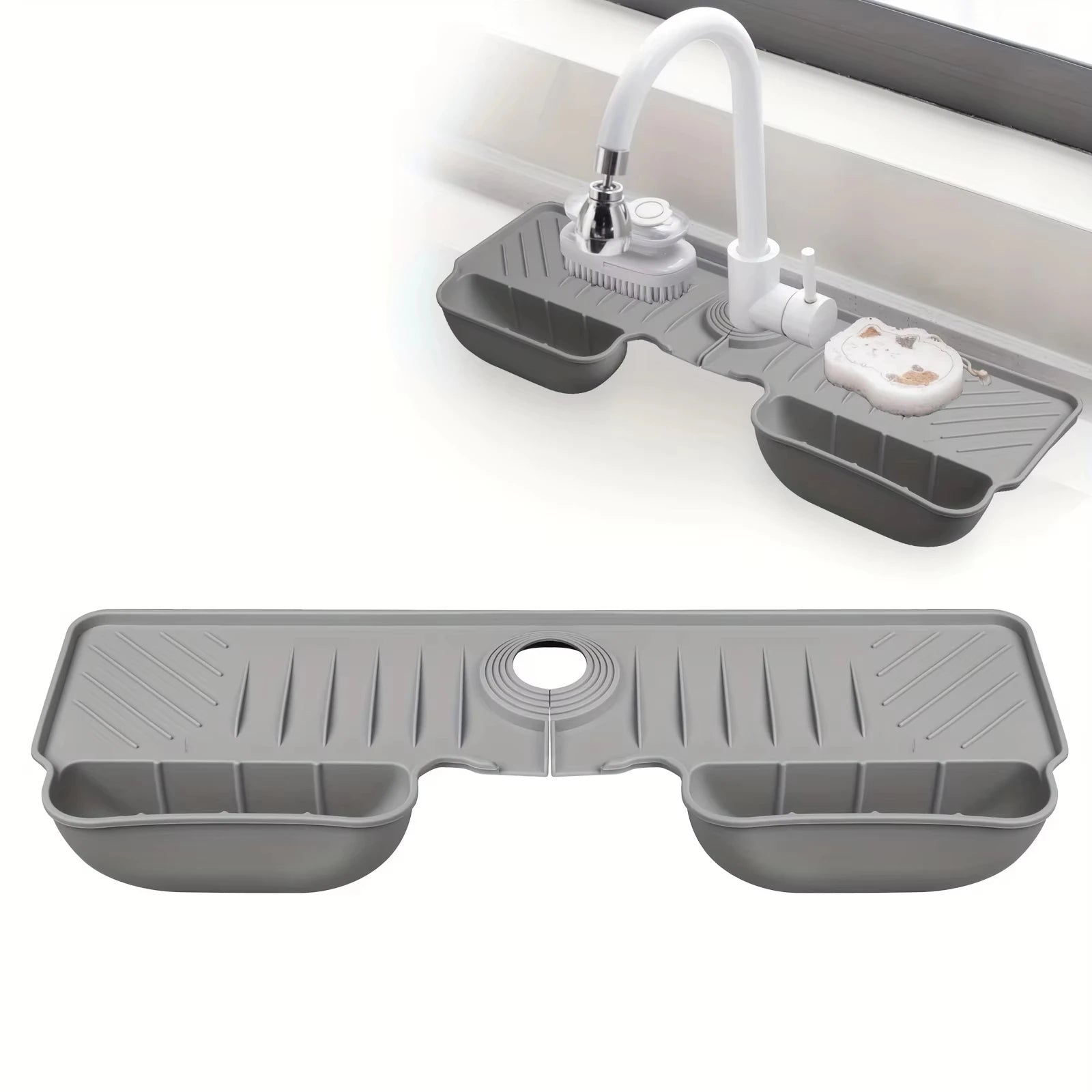 Premium Silicone Kitchen Faucet Splash Guard Mat - Absorbent Drainage Pad for Countertop Protection & Drying - Essential Kitchen Accessory 2025