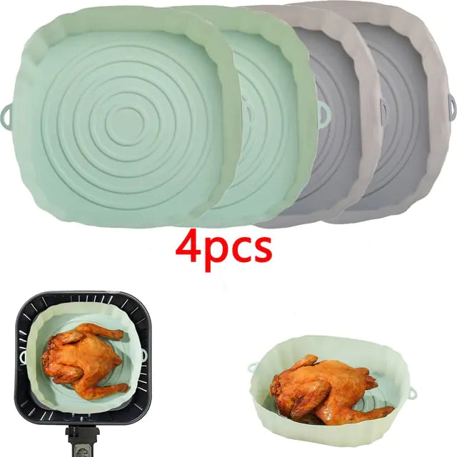 4pcs Silicone Air Fryer Basket Airfryer Oven Mold Baking Tray