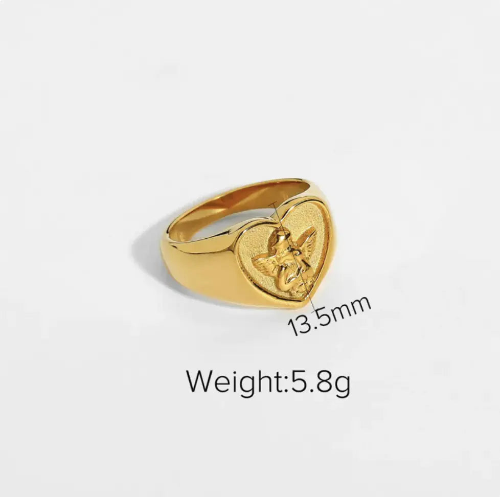 18K Gold Stainless Steel Love Ring