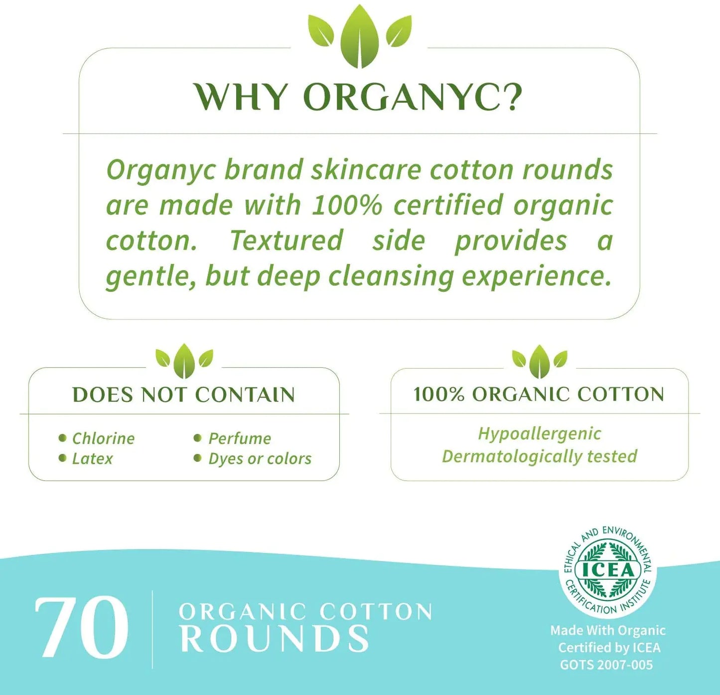 Organyc - 100% Certified Organic Cotton Rounds - Biodegradable Cotton, Chemical Free, for Sensitive Skin (420 Count) - Daily Cosmetics. Beauty and Personal Care 6 Pack