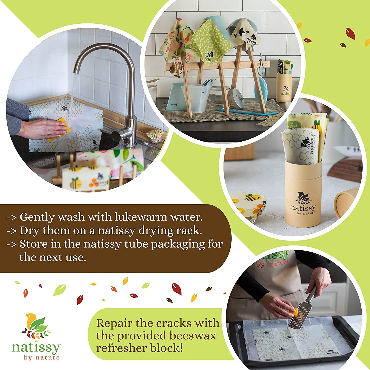 🐝 Natissy Beeswax Wrap – Sustainable, Stylish, and Plastic-Free Food Storage