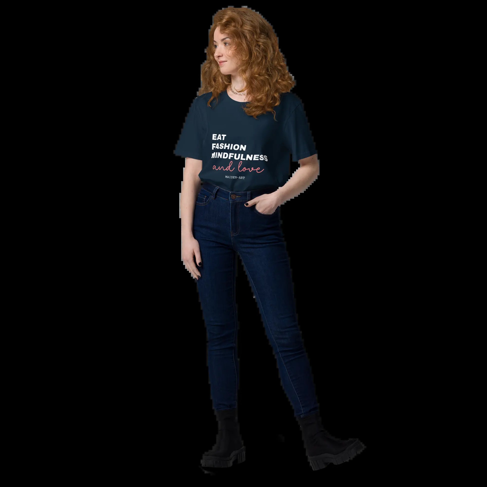 Unisex Organic Cotton T-Shirt – Eat, Fashion Mindfulness and Love – Eco-Friendly, Ethical & Stylish