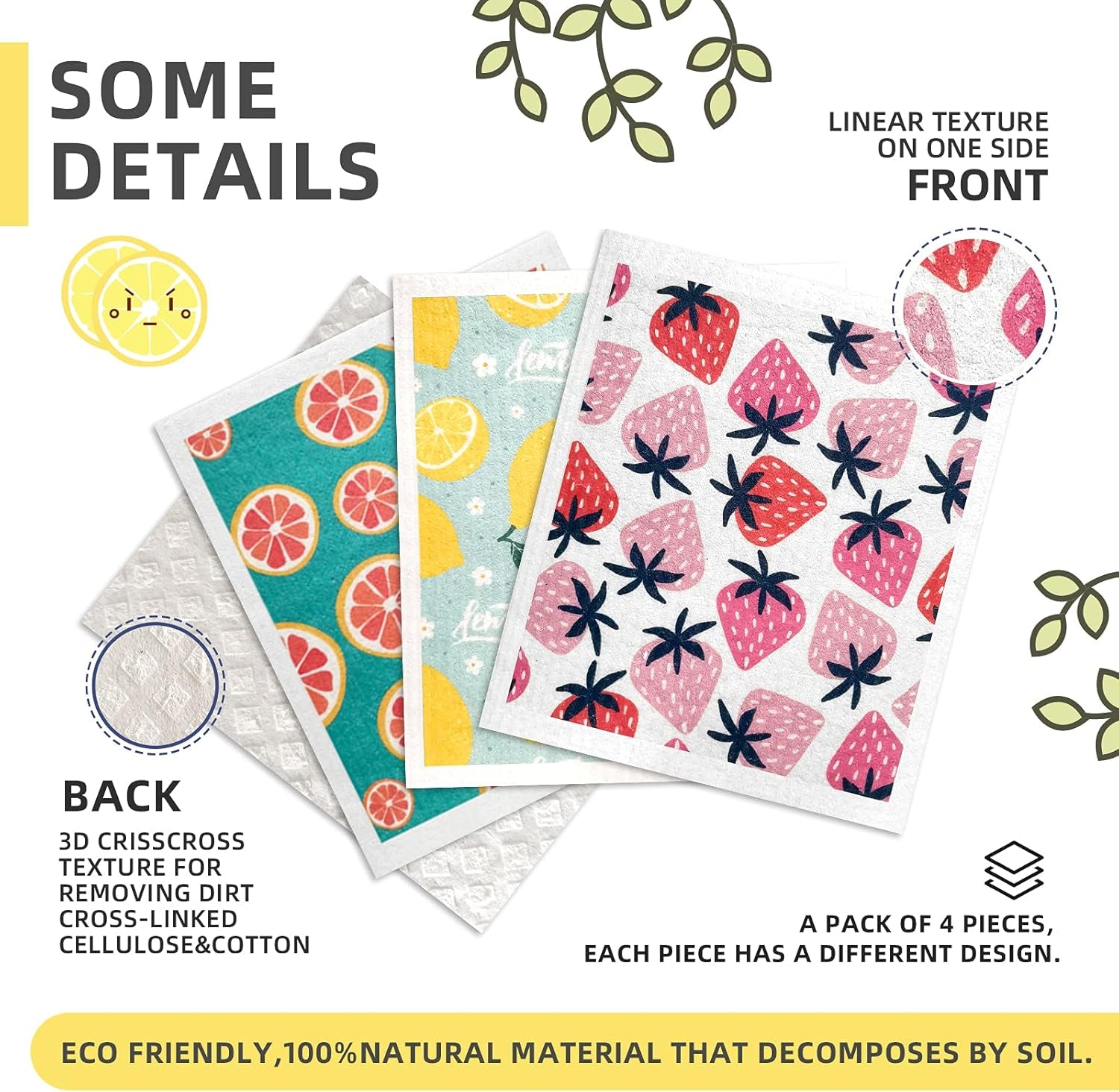 🌿 Eco-Friendly Swedish Dishcloths – 100% Compostable Wood Pulp & Cotton