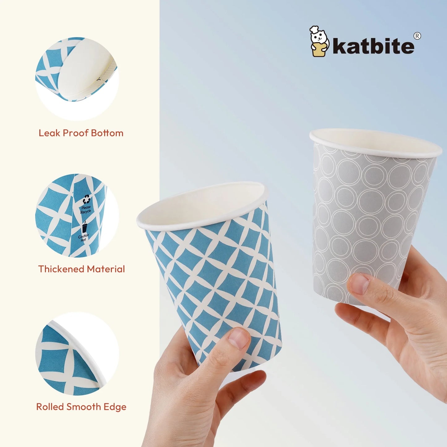 KATBITE 12oz Disposable Paper Cups – 28 Count