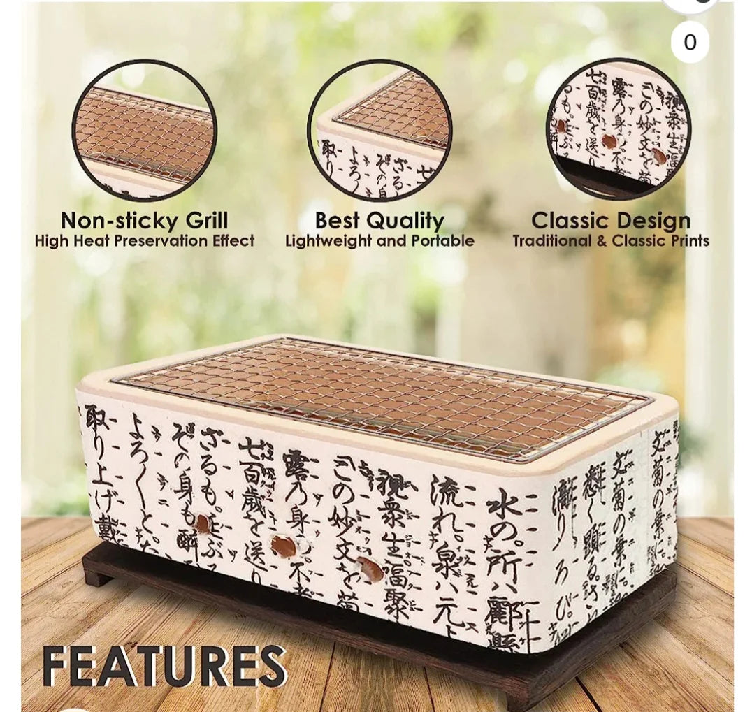 Global Kut Stainless Steel Yakitori Grill – Portable Tabletop Charcoal Grill for Authentic Japanese BBQ
