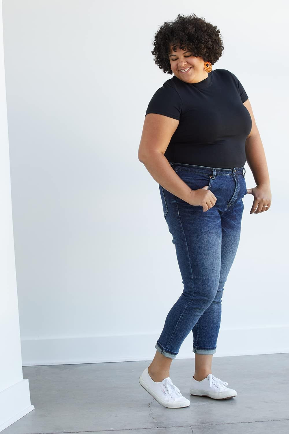 Women'S Organic Pima Cotton Short Sleeve Slim Fit Mock Neck Top