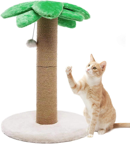 Small Cat Scratching Posts Kitty Coconut Palm Tree for Cats and Kittens - Natural Jute Sisal Scratch Pole (23IN)