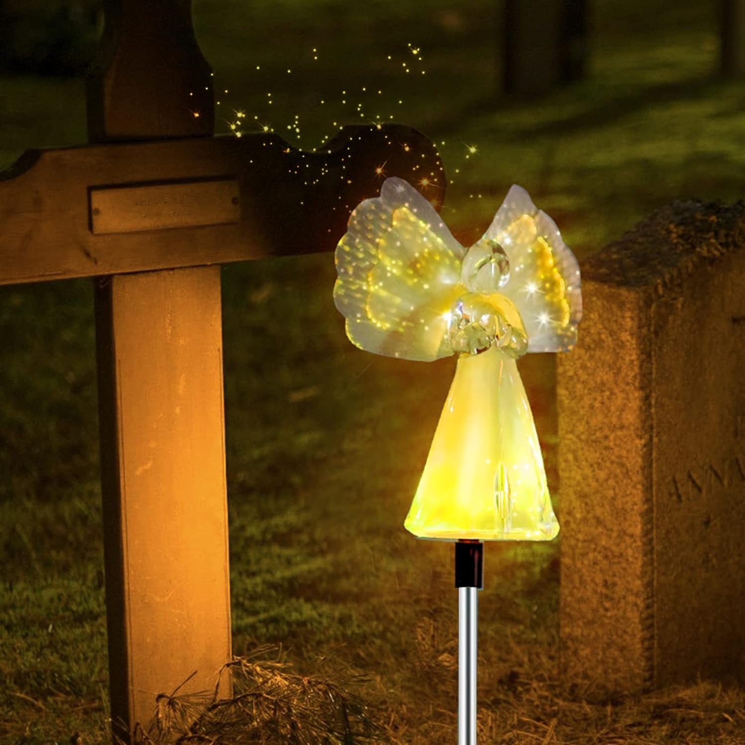 Outdoor Solar Garden Lights;2 Pack Solar Angel Decorative Lights