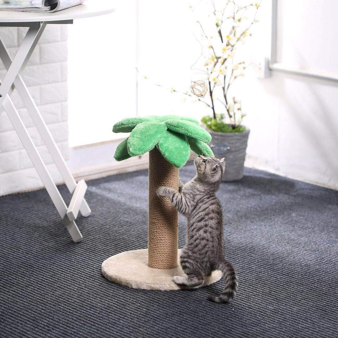 Small Cat Scratching Posts Kitty Coconut Palm Tree for Cats and Kittens - Natural Jute Sisal Scratch Pole (23IN)