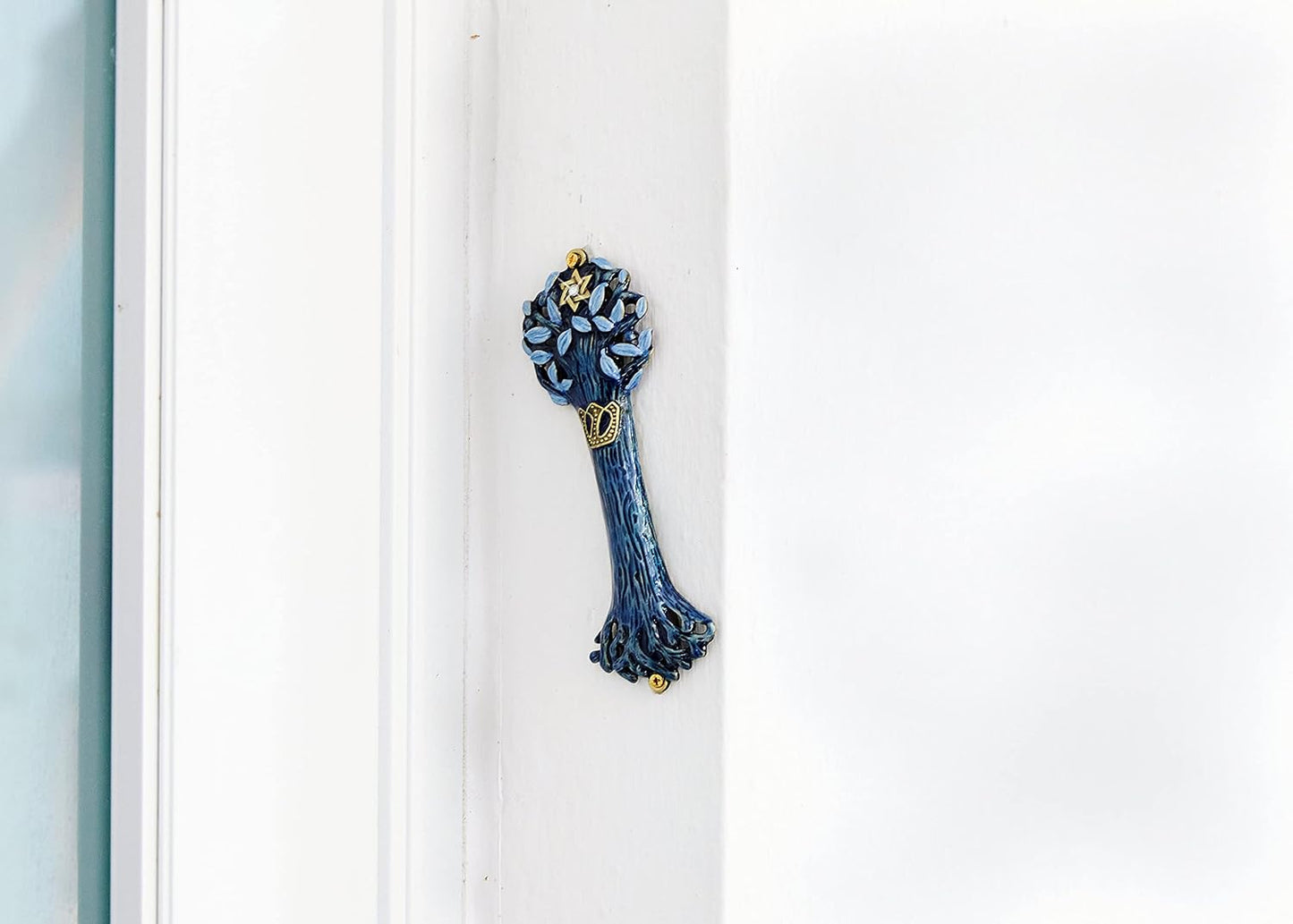Exquisite Hand-Painted Mezuzah Case — Meaningful Jewish Gift & Home Blessing
