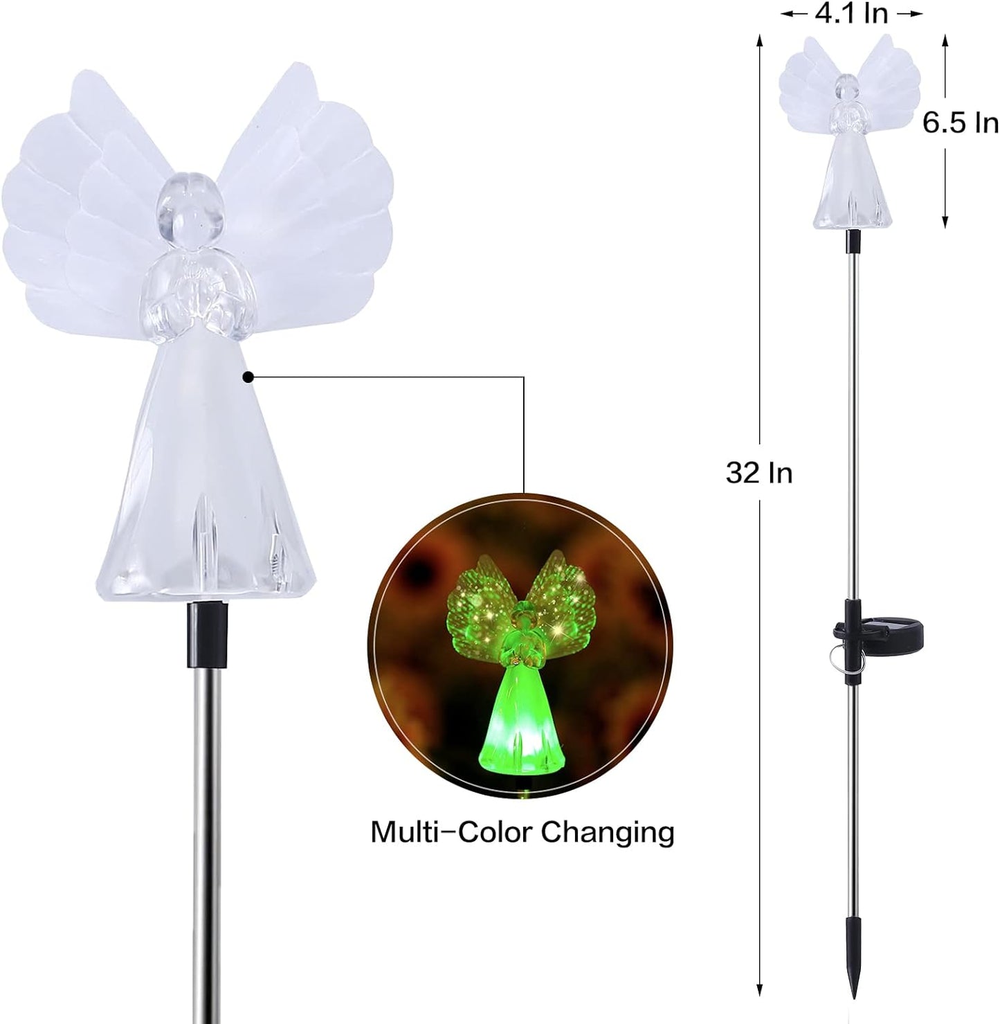 Outdoor Solar Garden Lights;2 Pack Solar Angel Decorative Lights