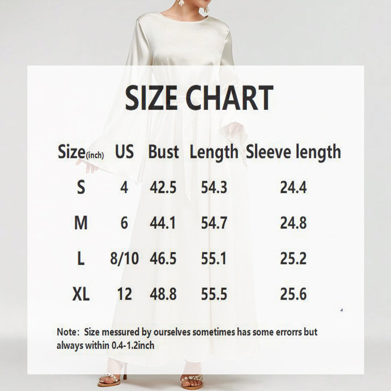 Elegant Pearl-Cuff Flared Maxi Dress – Modest A-Line Abaya Style