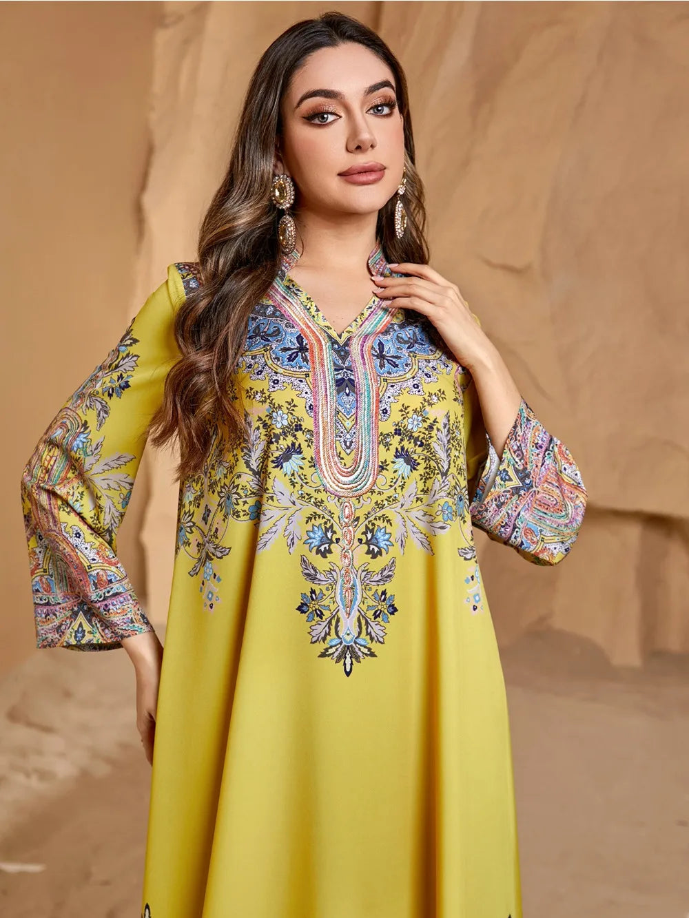 Moroccan Printed Abaya – Elegant Kaftan Party Dress
