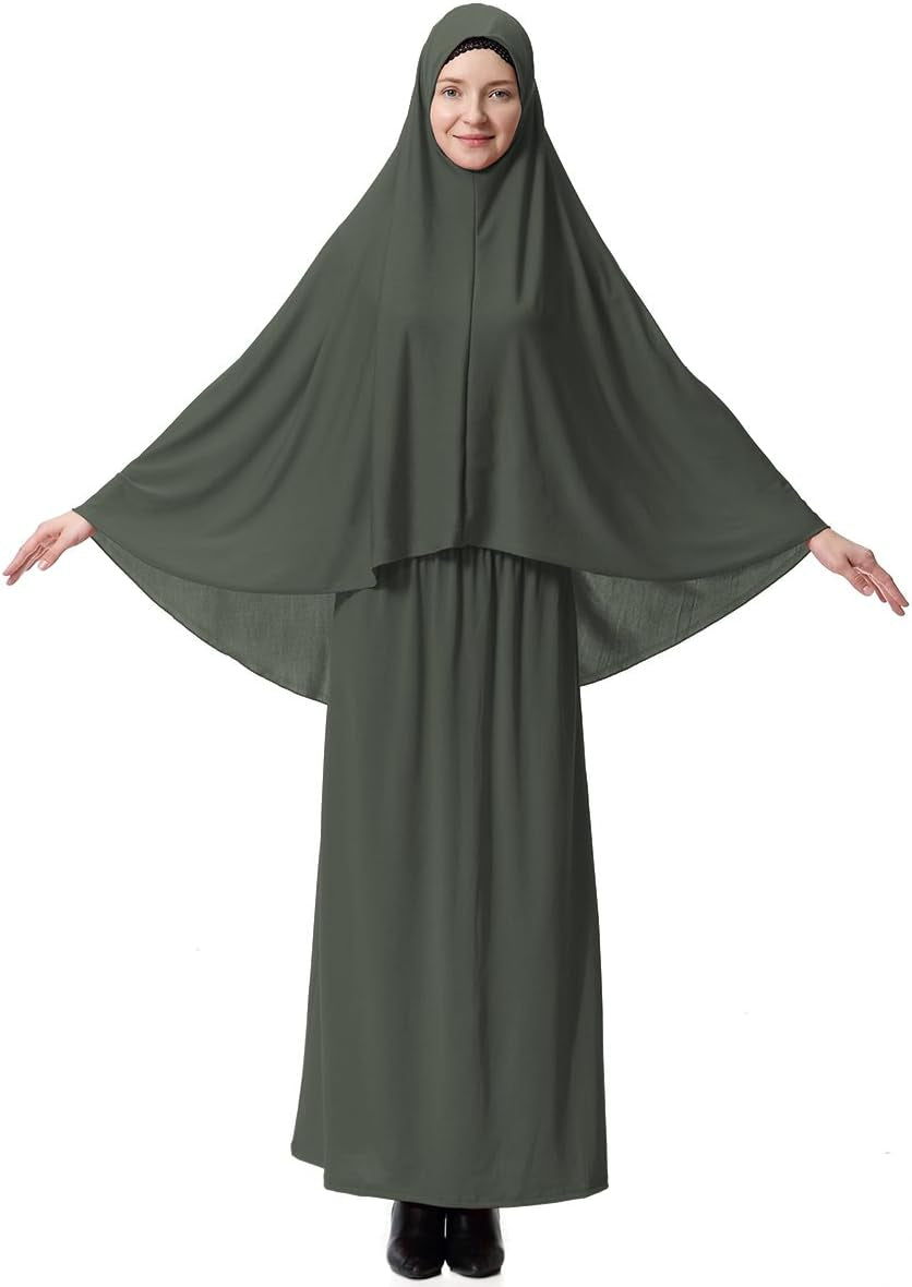 Muslim Islamic Women'S Khimar 2Pcs Sets Soft Distinctive Prayer Dress Hijab Abaya Suit(10 Colors Available)