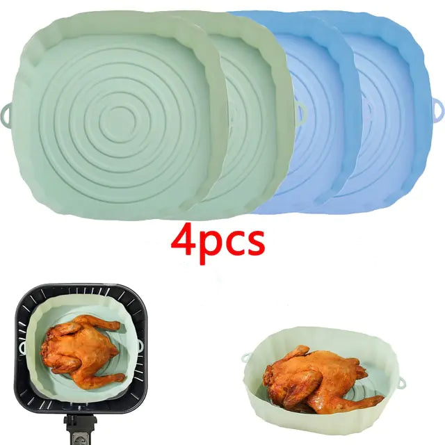 4pcs Silicone Air Fryer Basket Airfryer Oven Mold Baking Tray