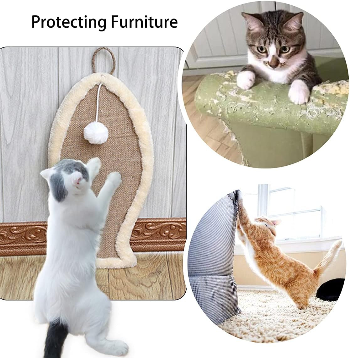 Cat Scratch Pad,Natural Sisal Scratcher Board,Eco-Friendly Cat Scratching Post Floor or Wall ,Furniture Scratch Deterrent Accessories