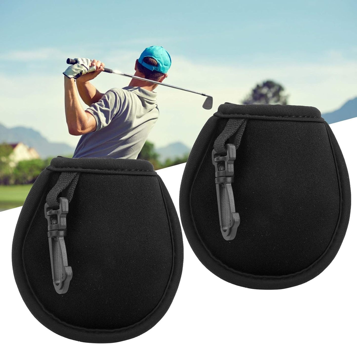 🌿 Eco-Friendly Neoprene Ball Pouch Set – 2-Pack | Waterproof, Lightweight & Recyclable with Clip | Soft Lining for Scratch Protection | Travel-Ready Storage Case